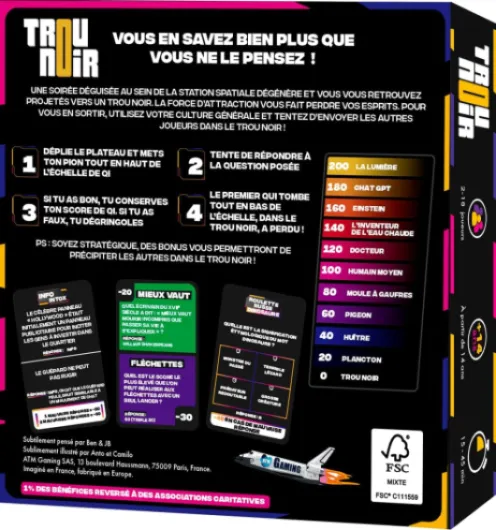 Trou Noir - Jeu de Societe - Jeu d'ambiance et de Stratégie - Quiz Culture Générale Entre Amis ou en Famille - Jeu de Société Adulte - 2 à 16 Joueurs - Jeu de Cartes dès 14 Ans
