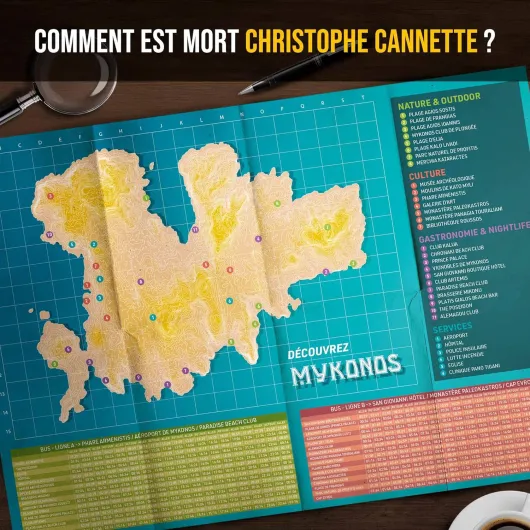 Dossiers Criminels - Tragédie à Mykonos - Cruelle Fin De Carrière pour Christophe Cannette - Jeu de Societe Escape Game - Jeu d'Enquête Immersif et Collaboratif