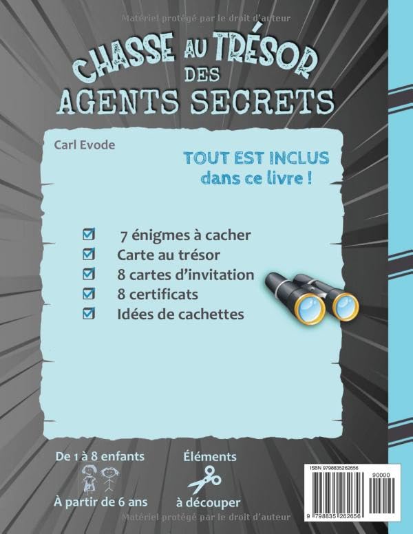 Chasse au trésor des agents secrets: kit complet - Pour enfants de 6 à 10 ans - Idéal pour une fête d'anniversaire