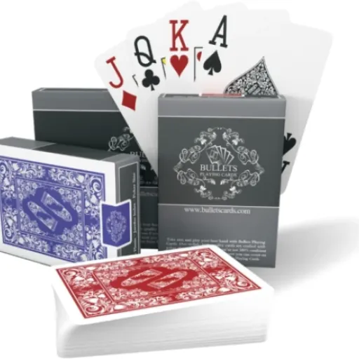 Test Bullets Playing Cards (2 jeux plastique jumbo) : des cartes qui glissent fort et qui durent