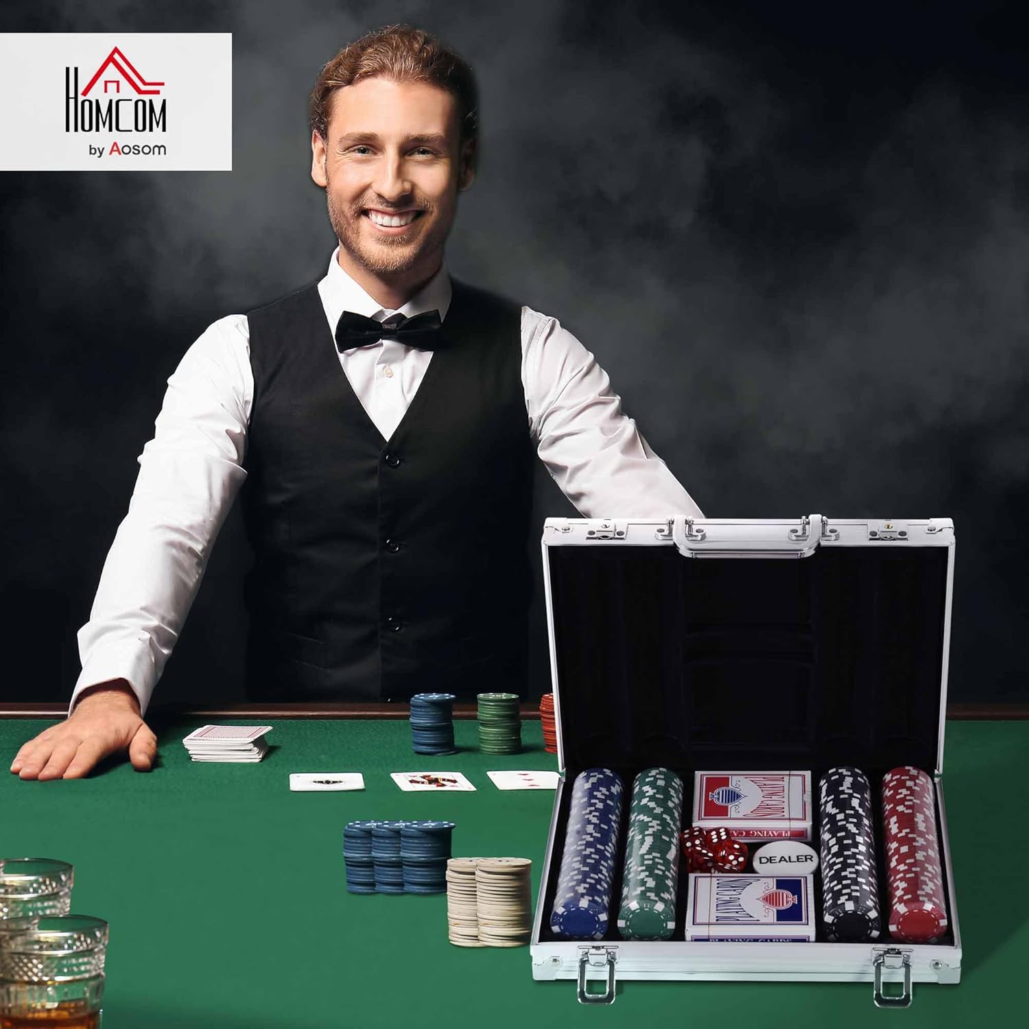 Mallette de Poker Coffret de Poker Complet avec 200 jetons 2 Jeux de Cartes + 2 clés Aluminium 30x21x6,5cm Aluminium