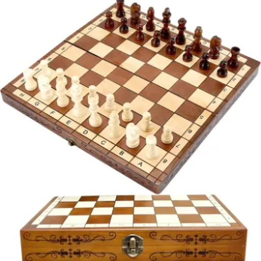 Test jeu d'échecs en bois pliable 30 x 30 cm : le petit set magnétique qui tient dans le sac