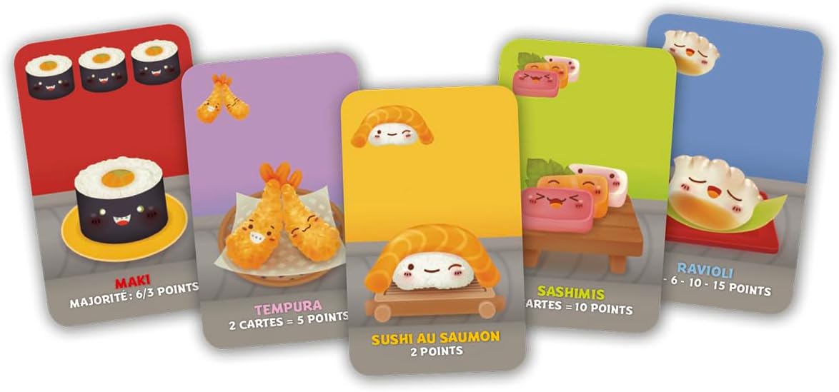 Sushi GO! - Jeu de Cartes Gourmand pour Enfants dès 8 Ans - Jeu de Société et d'Ambiance Roi des Sushis - Petit Format Jeu de Voyage - 2 à 5 Joueurs - 15 Min - Version Française