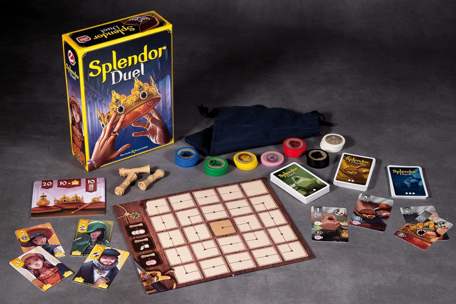 Splendor Duel - Jeu de Stratégie pour Enfants dès 10 Ans - Jeu de Cartes pour 2 Joueurs - Collectez Les Gemmes pour Attirer Les Faveurs Royales - 30 Min - en Français - Space Cowboys