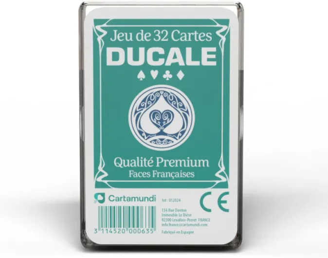Ducale Origine - Jeu de 32 Cartes - Jeu de Belote - Boîte Plastique 2 cm x 6 cm x 9 cm