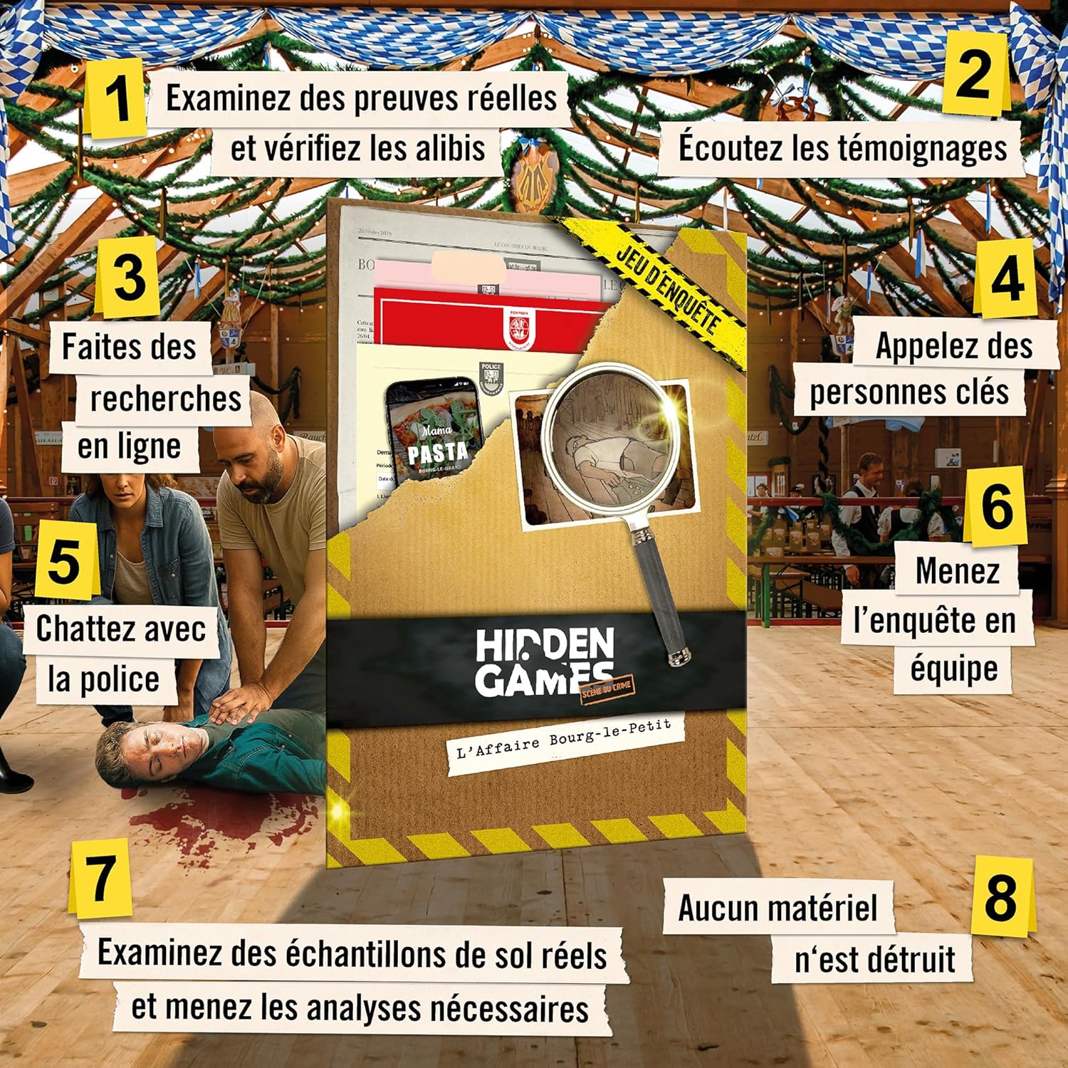 Dossier Criminel - Jeu de Crime, Jeu de détective, Escape Game, Affaires criminelles, enquête immersive, Jeux pour Adultes, enquete criminelle a resoudre - l'affaire Bourg-Le-Petit