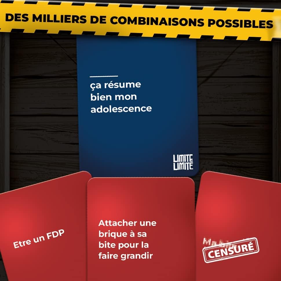LIMITE LIMITE LIMITE - Nouvelle Edition - L’Extension Trash du Jeu Culte de Soirée - Jeu de Société pour Adultes - Anniversaires, Vacances, Cadeau - Humour Noir Limite Limite Limite - Nouvelle Édition