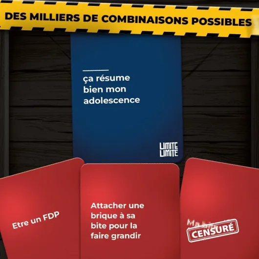 LIMITE LIMITE LIMITE - Nouvelle Edition - L’Extension Trash du Jeu Culte de Soirée - Jeu de Société pour Adultes - Anniversaires, Vacances, Cadeau - Humour Noir Limite Limite Limite - Nouvelle Édition