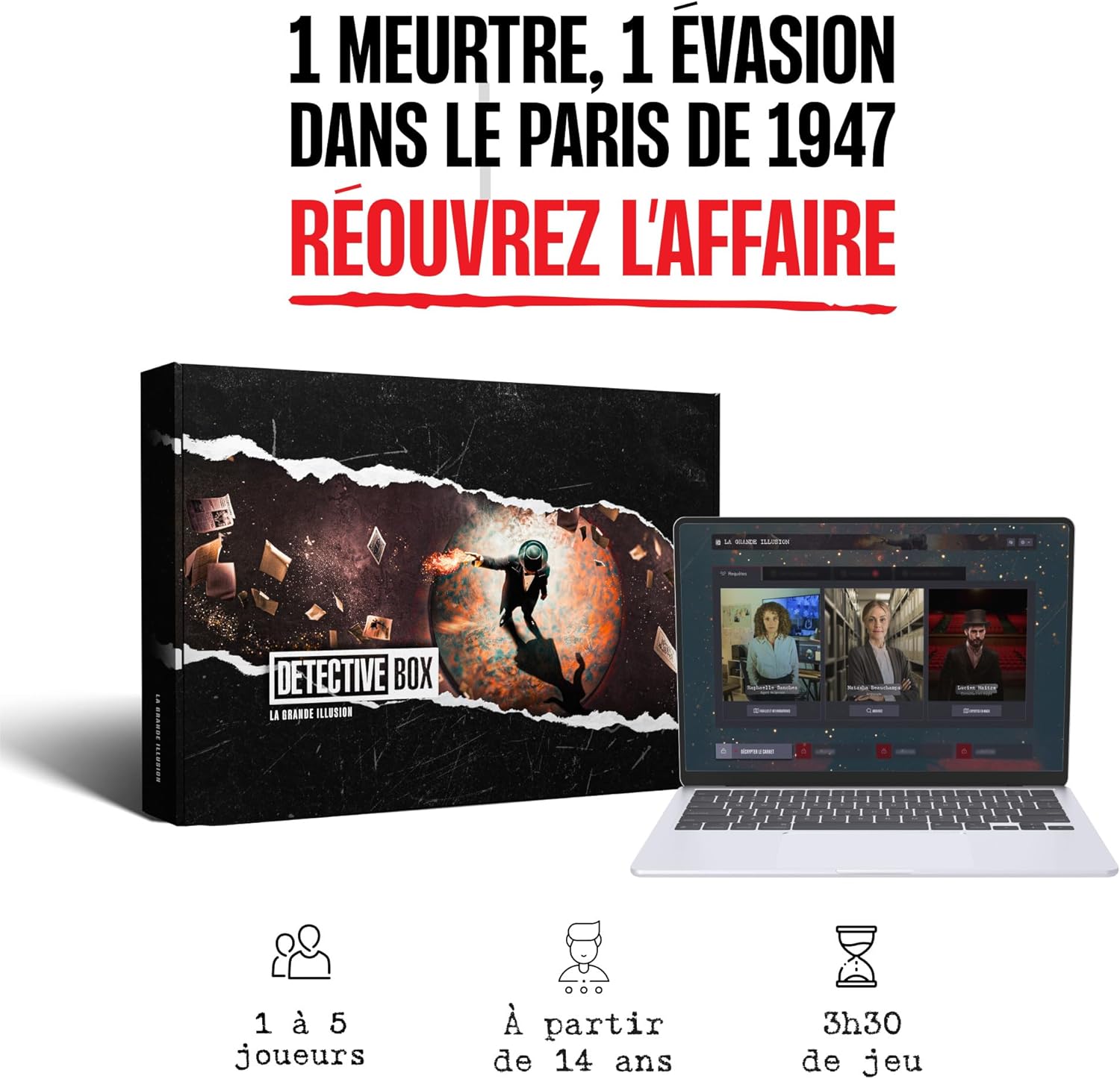 La Grande Illusion - Enquête immersive à Paris en 1947 – Jeu d’Investigation & énigmes historiques - Escape Game narratif (3h de Jeu, 1 à 5 Joueurs, dès 14Ans, Connexion Internet)