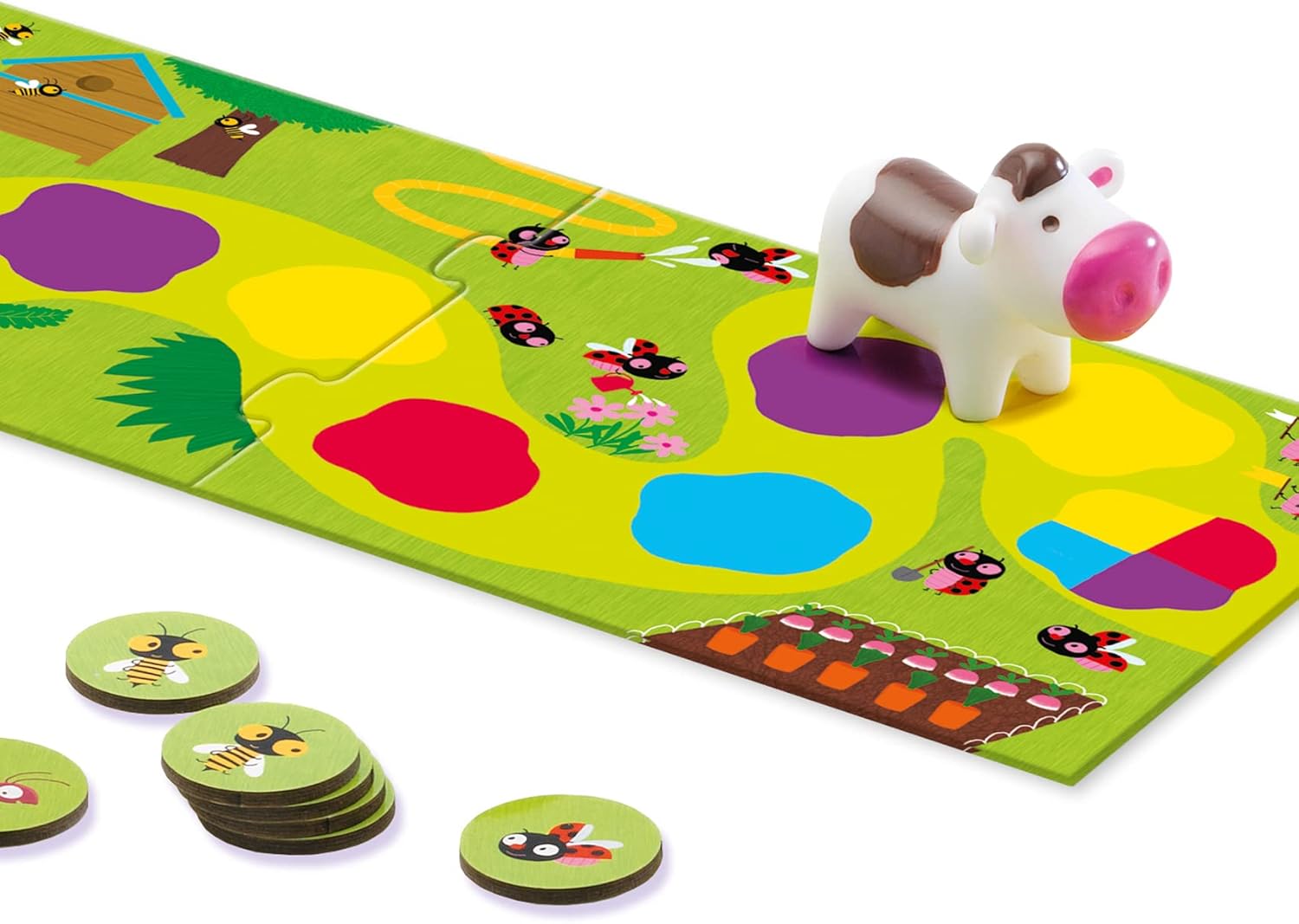 Little Circuit - Jeu de Société Enfant, 2,5 à 5 Ans - Jeu de Parcours avec 1 Plateau, 6 Pièces de Puzzle, 4 Figurines Animaux, 1 Dé, 15 Jetons - Apprentissage des Couleurs, Maîtrise du dé