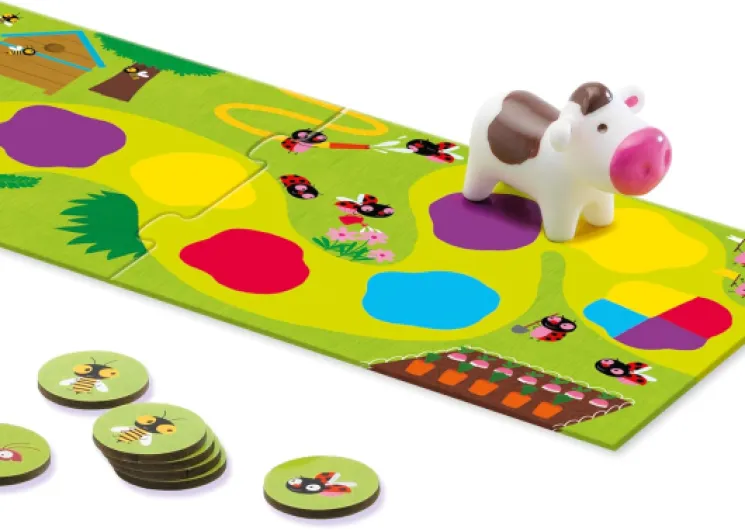 Little Circuit - Jeu de Société Enfant, 2,5 à 5 Ans - Jeu de Parcours avec 1 Plateau, 6 Pièces de Puzzle, 4 Figurines Animaux, 1 Dé, 15 Jetons - Apprentissage des Couleurs, Maîtrise du dé