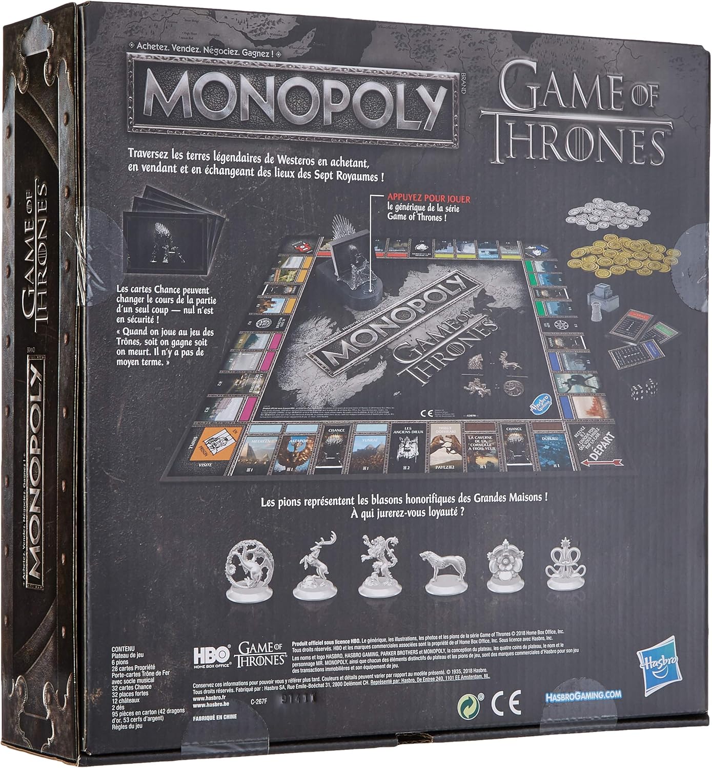 Monopoly - Jeu de Societe Game of Thrones Edition Collector - Jeu de Plateau - Version Française 18 ans et plus