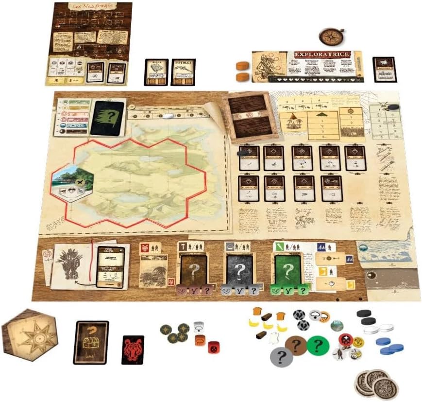 IELLO Robinson Crusoé : Aventures sur l’Île Maudite - Jeu de Société Coopératif d’Aventure et de Survie - 1 à 4 Joueurs - 7 Scénarios Évolutifs - Exploration, Construction & Danger