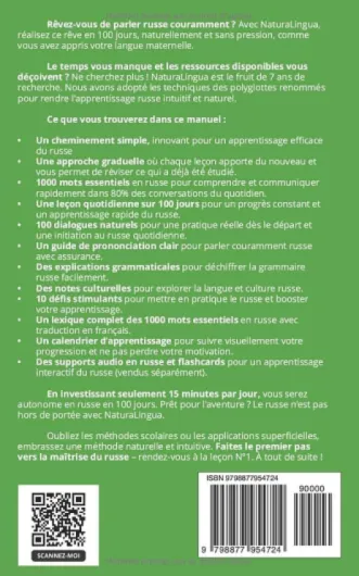 Apprendre le Russe en 100 Jours: La méthode naturelle et intuitive pour maitriser le russe rapidement (conçue pour les débutants).