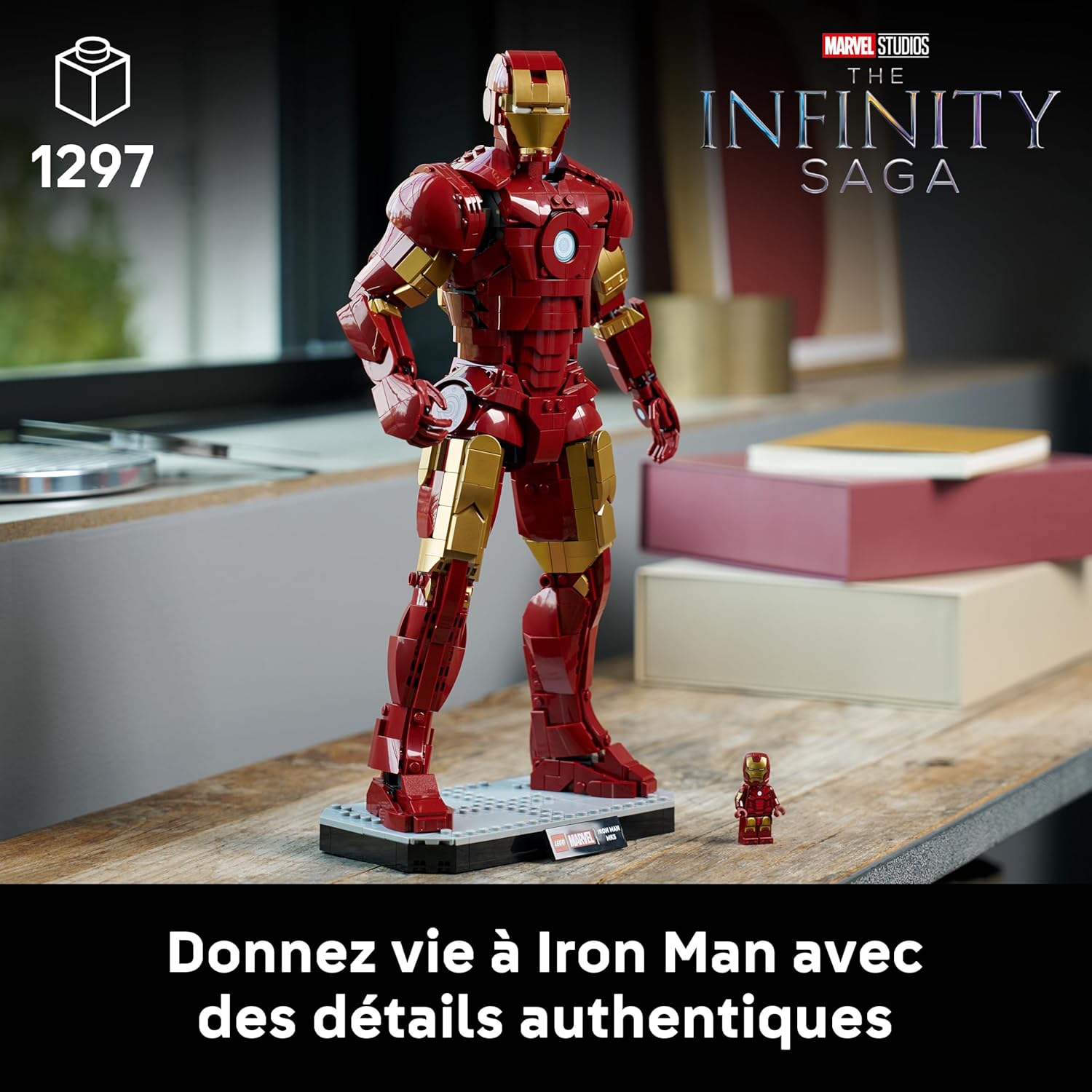 ǀ Marvel Iron Man Mark 3 Édition Collector - Figurine - Maquette Avengers pour Adulte - Décoration Intérieure - Minifigurine & Réacteur Arc - Cadeau à Collectionner pour Fans 76344