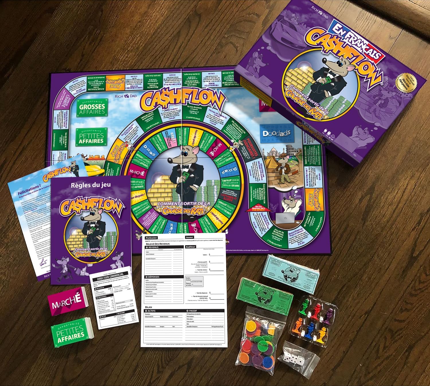 Rich Dad CASHFLOW Jeu éducatif de Robert Kiyosaki pour l'éducation financière familiale, la création d'entreprise, l'investissement et la Gestion de l'argent - Opportunités d'apprentissage ludiques