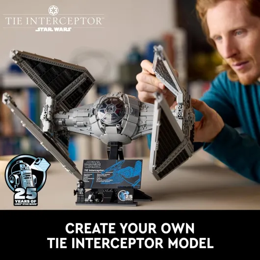 LEGO Star Wars TIE Interceptor UCS Vehicle Building Set, Model Kit for Adults to Build, with Pilot Minifigure & Droid Figure, Collectible Gifts for Men, Women, Him or Her 75382