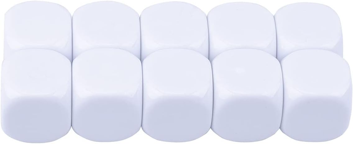 22MM Rounded Blank Six Sided Dice Enseignement créé Sesources Game Enseigner des Cubes en Plastique Quatre Couleurs Choixables 10Pcs Blanc.