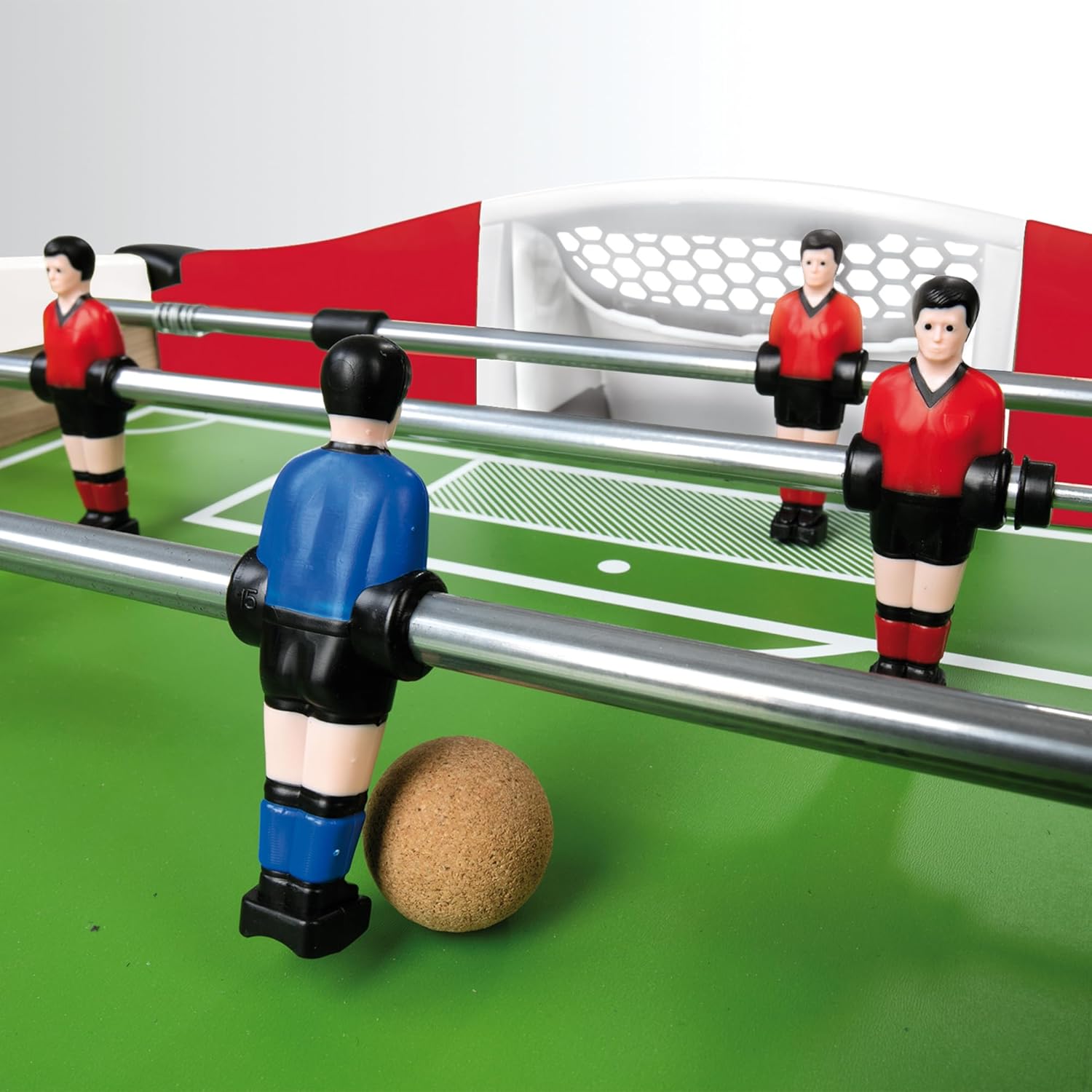 Babyfoot N°1 - Structure Bois et Pieds Plastique - 2 Balles en Liège Incluses - Poignées Ergonomiques, Compteur de Points, Joueurs - A Partir de 8 Ans - Fabrication Française