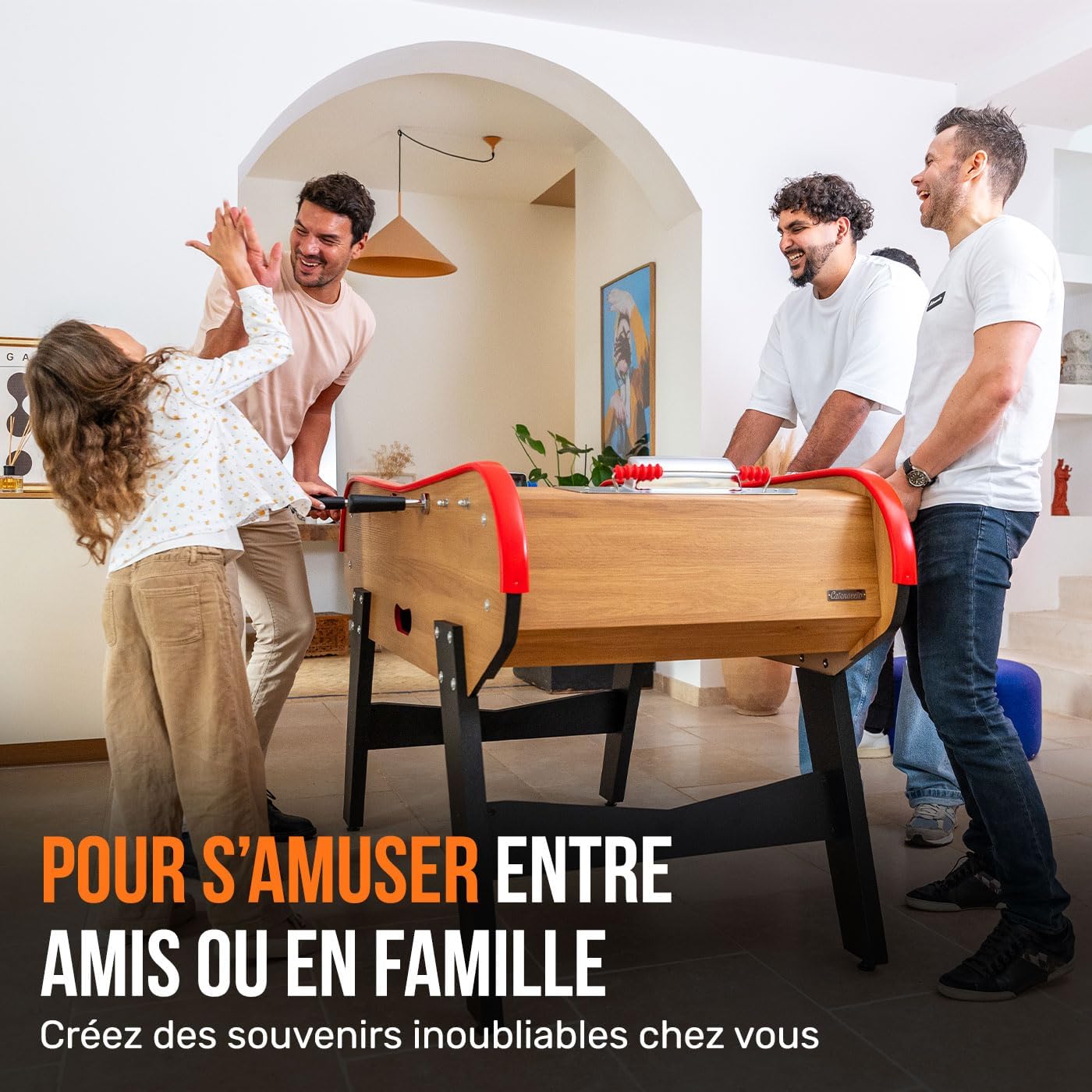 Babyfoot Adulte Sportivo 161x110x95cm – Baby-Foot Café avec 4 Balles – Table de Jeux Hêtre, Robuste, Idéal Famille, Amis, Usage Intensif Bois Foncé Babyfoot Sans Monnayeur