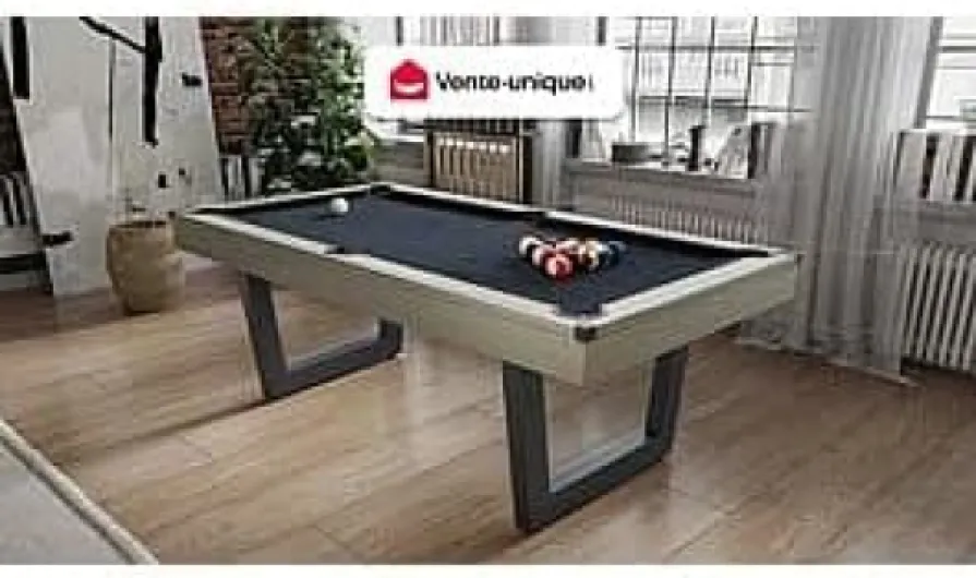 Vente-unique - Table Transformable : Billard & ping-Pong Noir, Naturel clair