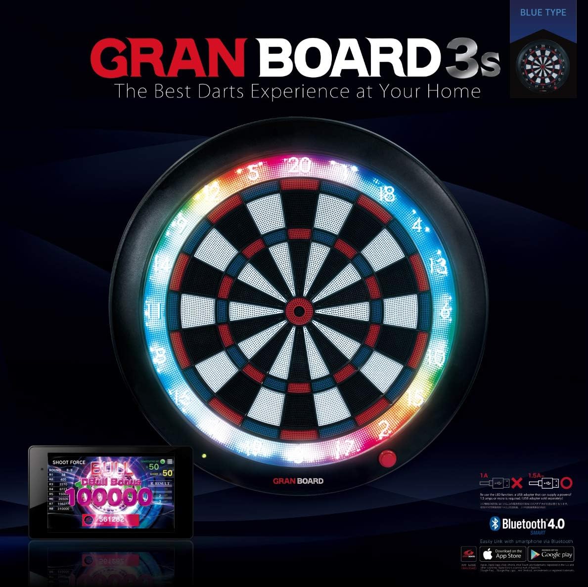 GRANBOARD – Jeu de fléchette Intelligent 3s, Bleu
