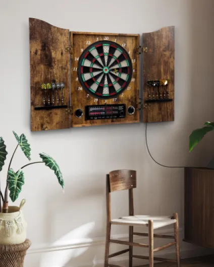 Tableau de fléchettes électronique, Ensemble de Meuble de Rangement décoratif pour Tableau de fléchettes électronique [12 flèches à Pointe Souple en Bronze][Mode de Jeu de Cricket] vintage
