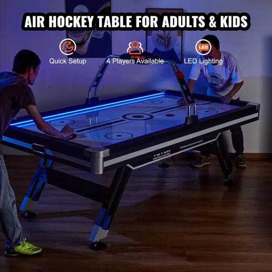 Table d’Air Hockey avec Système de Score Électronique LED, Matériel pour Hockey sur Table d'Intérieur, avec 2 Palets, 2 Poussoirs, Ensemble de Jeu d'Arcade pour Salle de Jeux, Maison Familiale