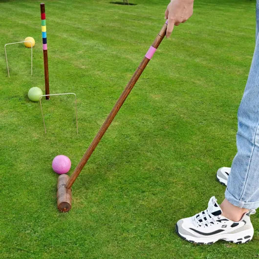 Ensemble de croquet pour 6 joueurs de 81.3 cm,Style classique vintage,Piquets pour adultes/adolescents/famille,Parfait pour la pelouse/le jardin ou le parc 32''