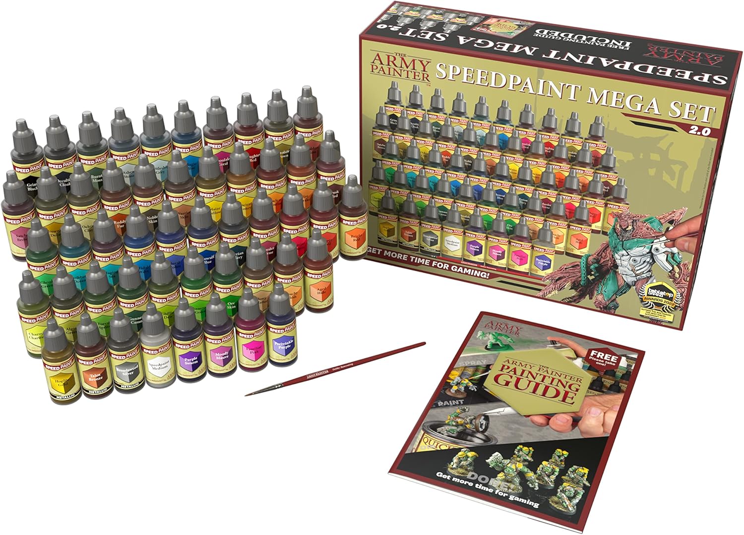 , Speedpaint Mega Set 2.0, 50 x 18ml Peinture Acrylique, y compris 2 Métalliques et Pinceau - Pour Peinture de Figurine Warhammer et Donjon et Dragon