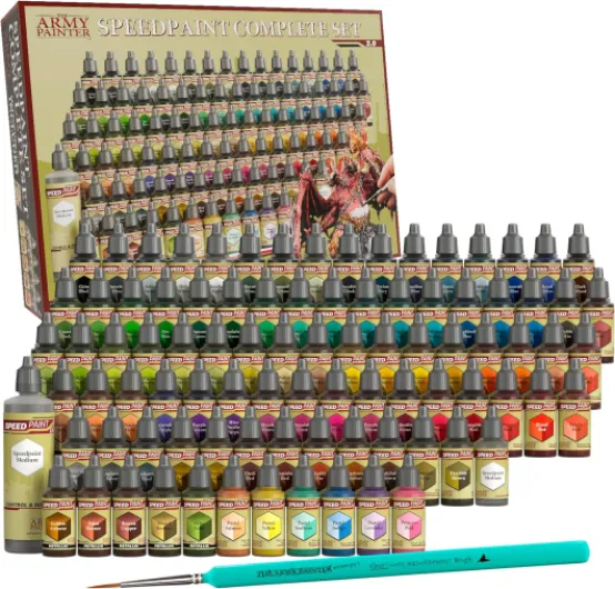 , Speedpaint 2.0 Complete Set Combo, 90 x 18 ml Peinture Acrylique, y compris 10 Métalliques, 4 Pinceaux et 1 Palette Peinture - Pour Peinture de Figurine Warhammer