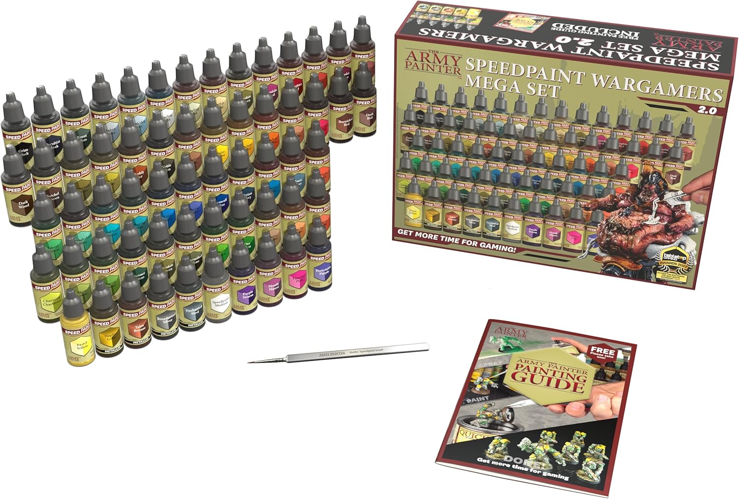 , Speedpaint 2.0 Wargamers Mega Set, 60 x 18 ml Peinture Acrylique, y compris 4 Métalliques, 1 médium et Pinceau - Pour Peinture de Figurine Warhammer et Donjon et Dragon