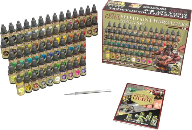 , Speedpaint 2.0 Wargamers Mega Set, 60 x 18 ml Peinture Acrylique, y compris 4 Métalliques, 1 médium et Pinceau - Pour Peinture de Figurine Warhammer et Donjon et Dragon