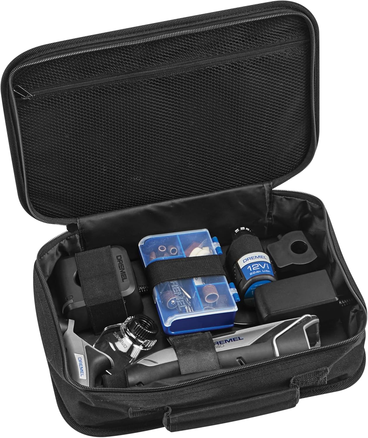 8240 Outil rotatif sans fil, batterie Lithium-Ion 12V 2Ah - Outil multifonction avec 3 Adaptations et 45 accessoires, vitesse variable 5.000-35.000 tr/min et charge rapide Dremel 8240 3 Adaptations 45 Accesoires