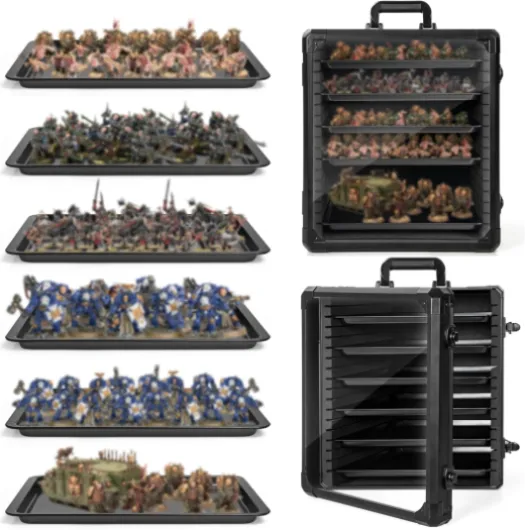 AKOZLIN Mallette de rangement miniature avec serrure, 5 compartiments magnétiques en métal et cadre en aluminium (L-16,1 x 12,6 x 18,1 pouces) L-16.1×12.6×18.1 inch