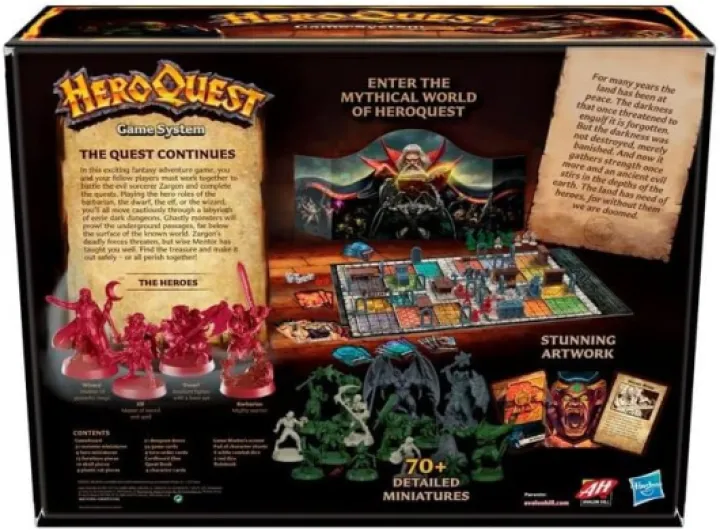 Hasbro Gaming Avalon Hill HeroQuest Game System, Fantasy Miniature Dungeon Crawler Tabletop Adventure Game, Ages 14 and Up 2-5 Players Royaume-Uni Multicolore