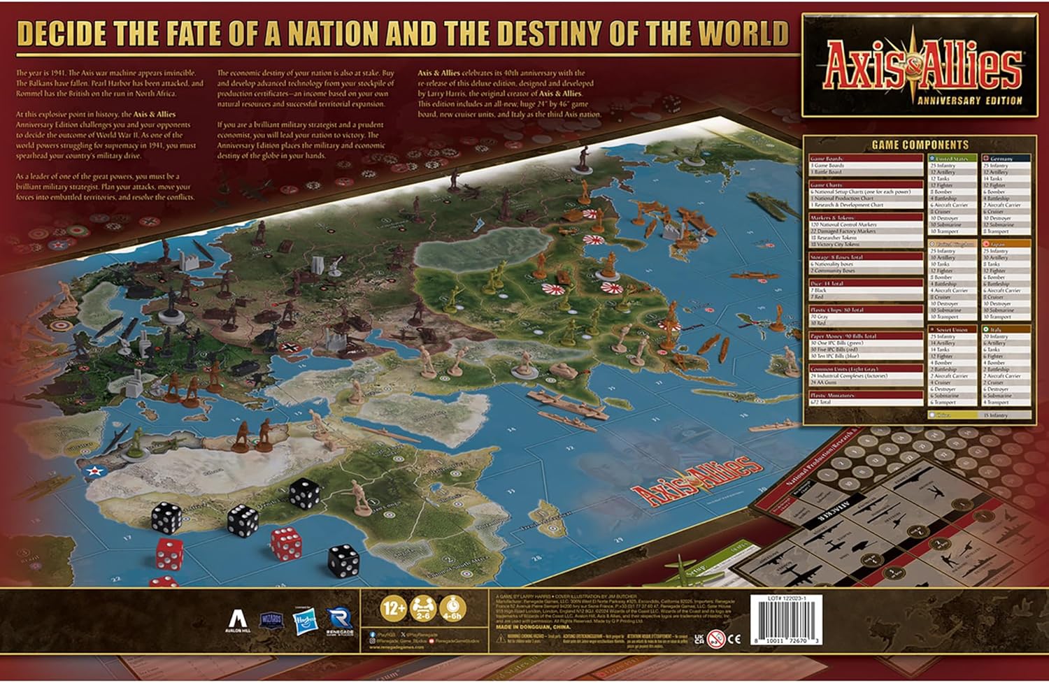 Renegade Game Studios Axis & Allies: Anniversary Edition – 40th Anniversary WWII Strategy Board Game, Deluxe Edition with Huge 24"x46" Map, 672 Miniatures, 2-6 Players, Ages 12+