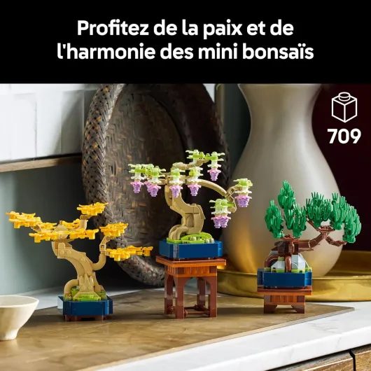 Botanicals Mini Bonsaïs - Set de Construction pour Adulte - 3 Plantes Artificielles avec Supports : Ginkgo, Pin Noir & Glycine - Maquette DYI pour Décoration Intérieure - Cadeau Original 10373