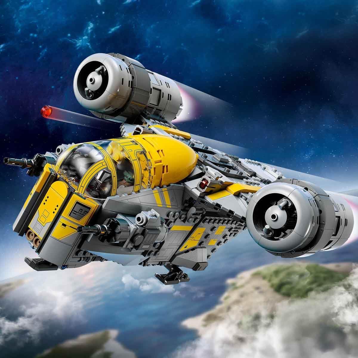 Star Wars 75447 The Mandalorien and Grogu Le Razor Crest - Jouet de Construction - Maquette avec 4 Minifigurines & Figurine de Grogu - Cadeau d'anniversaire pour Garçon, Fille & Fan dès 10 Ans