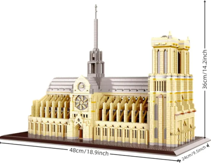 Alltogetho Cathédrale Notre Dame de Paris, Micro Maquette en Blocs de Construction, Plus de 7300 Pièces, Ensemble 3D de Construction Architecturale Défiant pour Adultes - Modèle d'Exposition de