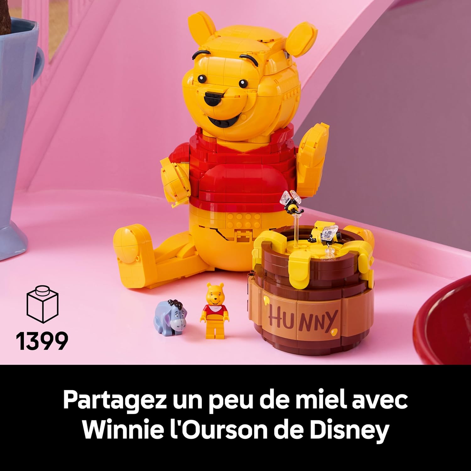 ǀ Disney Winnie l’Ourson - Set de Construction pour Adulte - Maquette avec Pot de Miel - Décoration - Minifigurine Collector & Figurine de Bourriquet - Idée Cadeau DIY pour Fans 43300