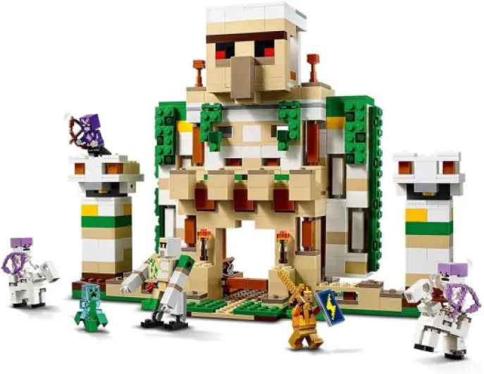 21250 Minecraft La Forteresse du Golem de Fer, Jouet Château Qui se Transforme en Grande Figurine, avec 7 Minifigurines Tels Que 2 Chevaliers, Le Golem de Fer et Un Creeper, Idée Cadeau Enfants