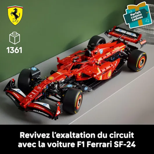 Technic F1 Ferrari SF-24 - Maquette de Voiture de Course Collector à Échelle 1/8 - Décoration - Inclut Moteur V6, Boîte de Vitesses, DRS et Volant - Idée de Cadeau pour la Fête des Pères 42207 Ferrari SF-24 F1 Car 42207