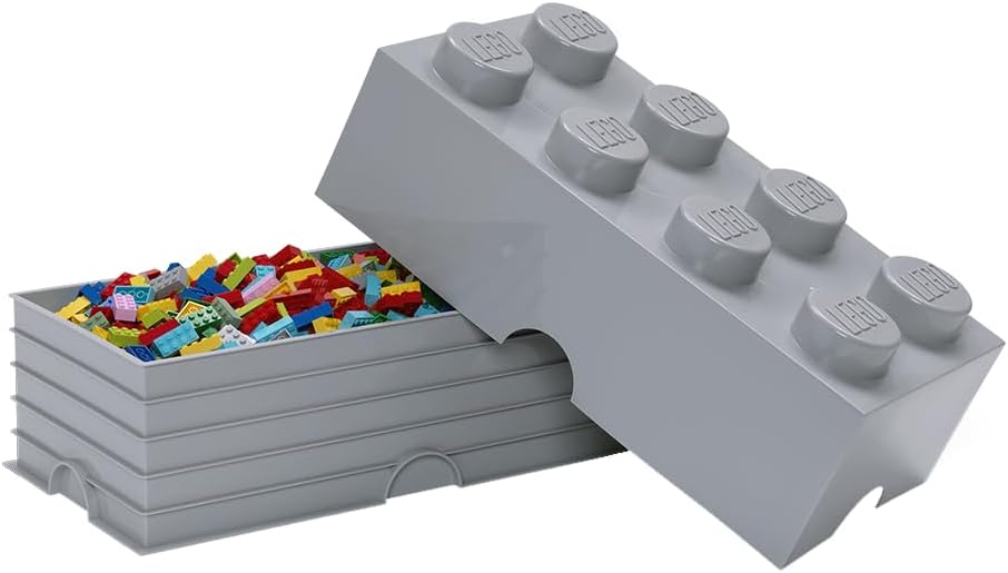 LEGO 4004 Brique de rangement empilable 8 - Collection design, Plastique, Gris Pierre Moyen, 50 x 18 x 25 cm