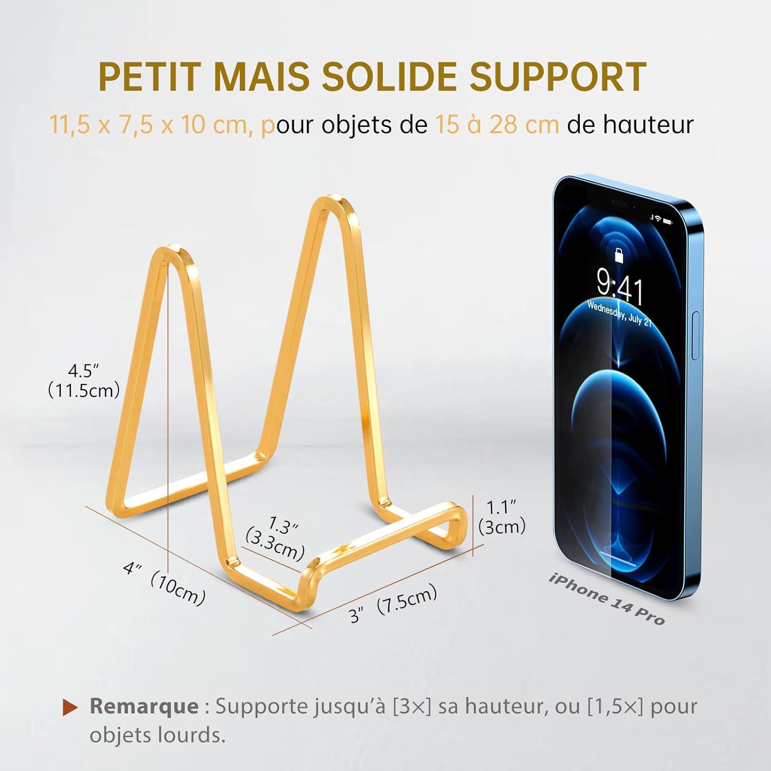 Chevalet Support Presentoir Porte Assiette - 4,5 Pouces Metal Support Assiette Decorative - Support Cadre Photo de Table - Présentoir de Fer pour Plaque - Livre Cuisine - Carte Postale - Art - Or 4,5 pouces (3 pièces) Or