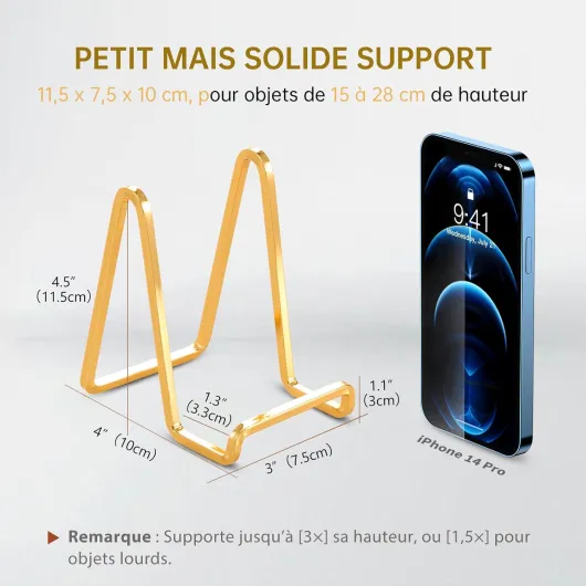 Chevalet Support Presentoir Porte Assiette - 4,5 Pouces Metal Support Assiette Decorative - Support Cadre Photo de Table - Présentoir de Fer pour Plaque - Livre Cuisine - Carte Postale - Art - Or 4,5 pouces (3 pièces) Or