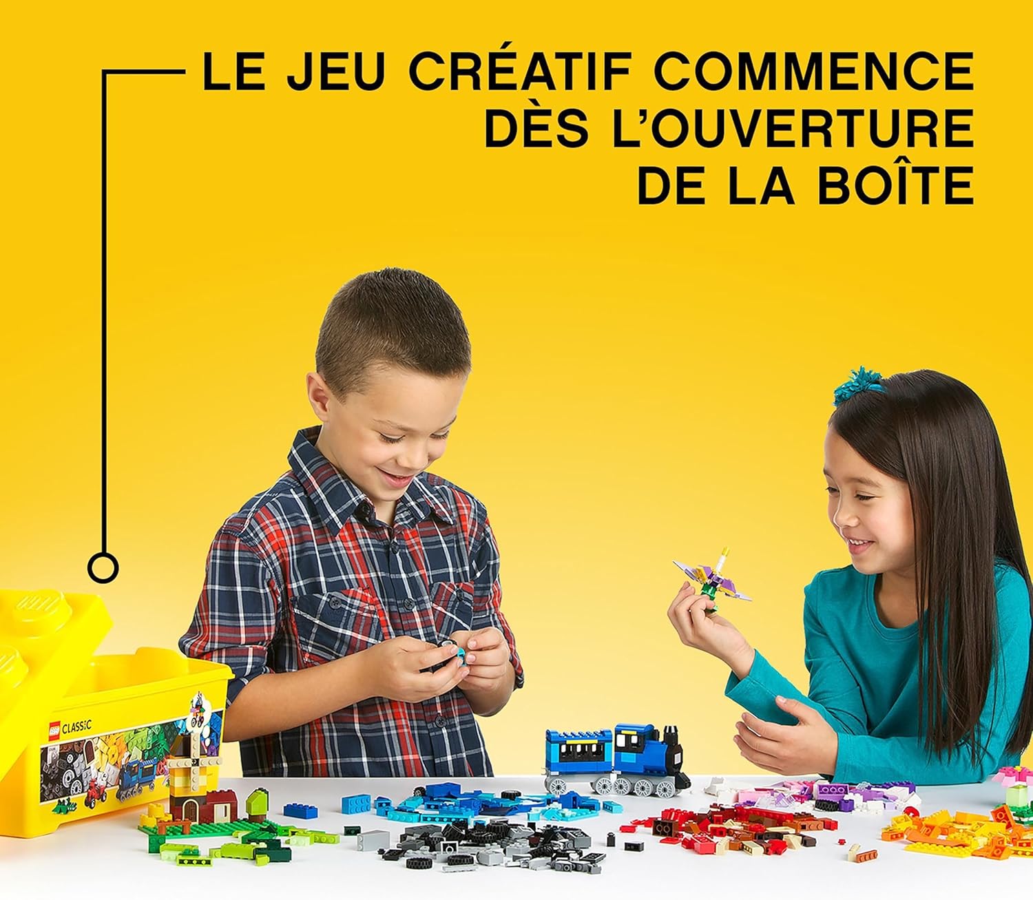 10696 Classic La Boîte de Briques Créatives, Jouet et Ensemble de Rangement avec Briques, Roues, Fenêtres, Idée Cadeau Anniversaire, Enfants 4 Ans Normal Unique
