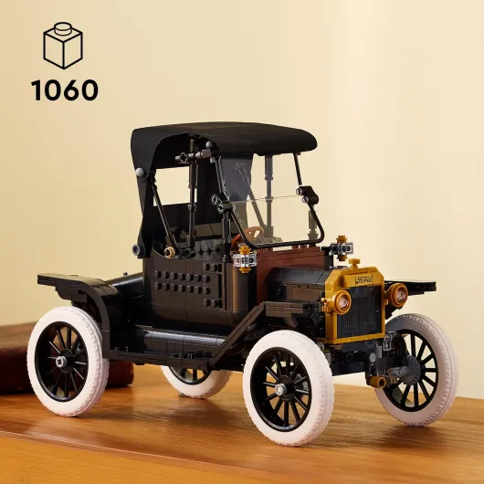 Icons Ford Model T - Maquette de Voiture Rétro pour Adulte - Décoration Collector avec Toit en Tissu, Hautes Jantes & Pare-Brise Rabattable - Cadeau DIY pour Fans de Véhicules Classiques 11376