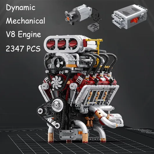 Technik Jouet de Construction à Moteur V8 pour Adultes, modèle de Super Voiture à Piston V8, Briques de Construction MOC DIY STEM Hobby, Cadeaux pour Enfants et Adolescents (2347 pièces)