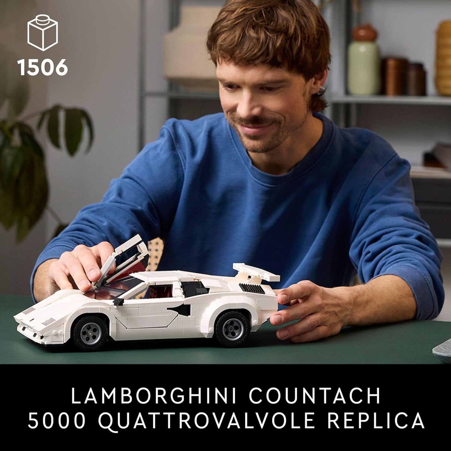Icons Lamborghini Countach 5000 Quattrovalvole Kit de construction à collectionner pour adultes à partir de 18 ans avec portes ciseaux, moteur V12 et plus 10337
